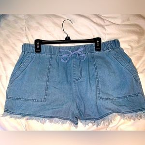 Womens Casual Drawstring Elastic Waist Denim Shorts